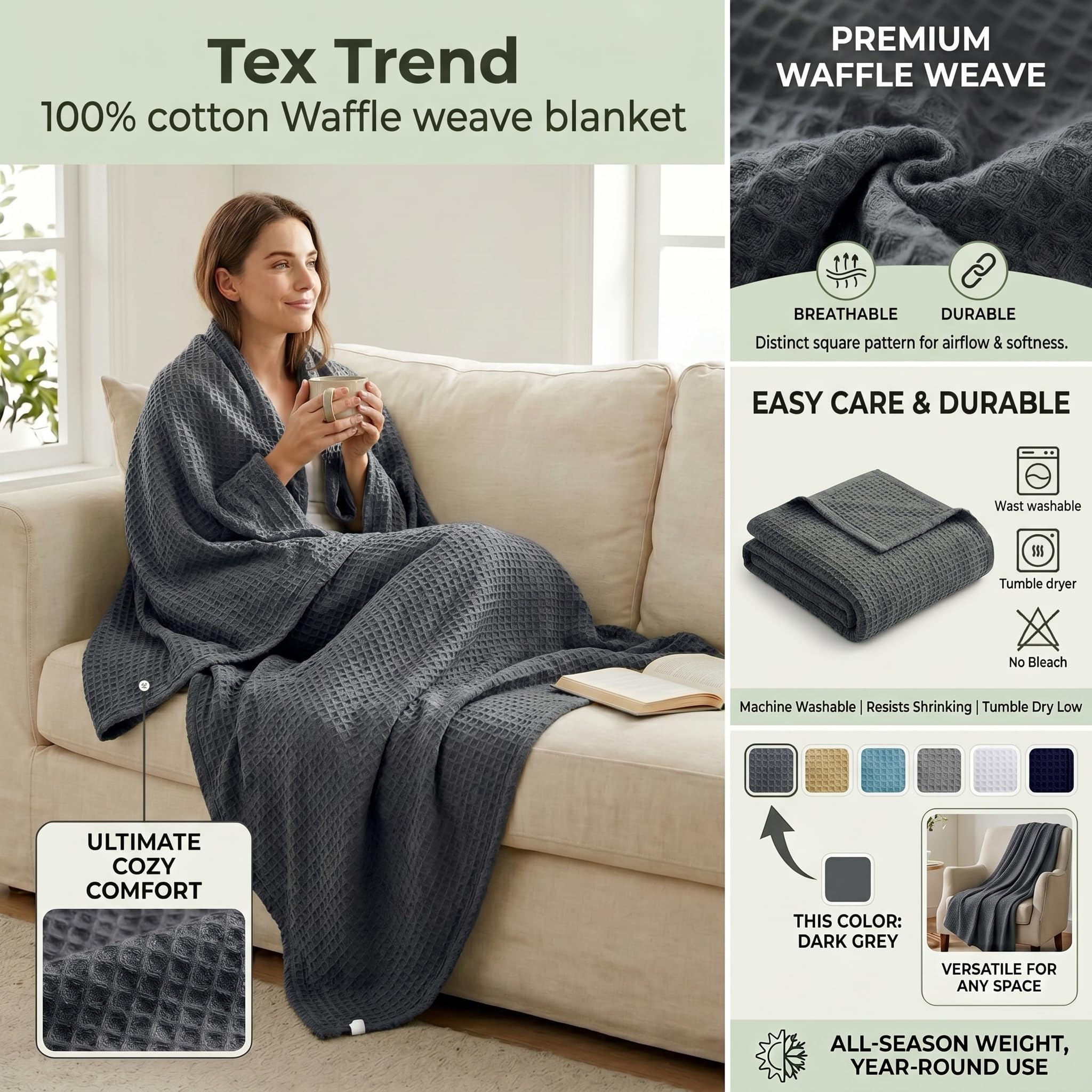 Amazon｜100 %ソフトプレミアムCombed Cotton – Thermal Blanket